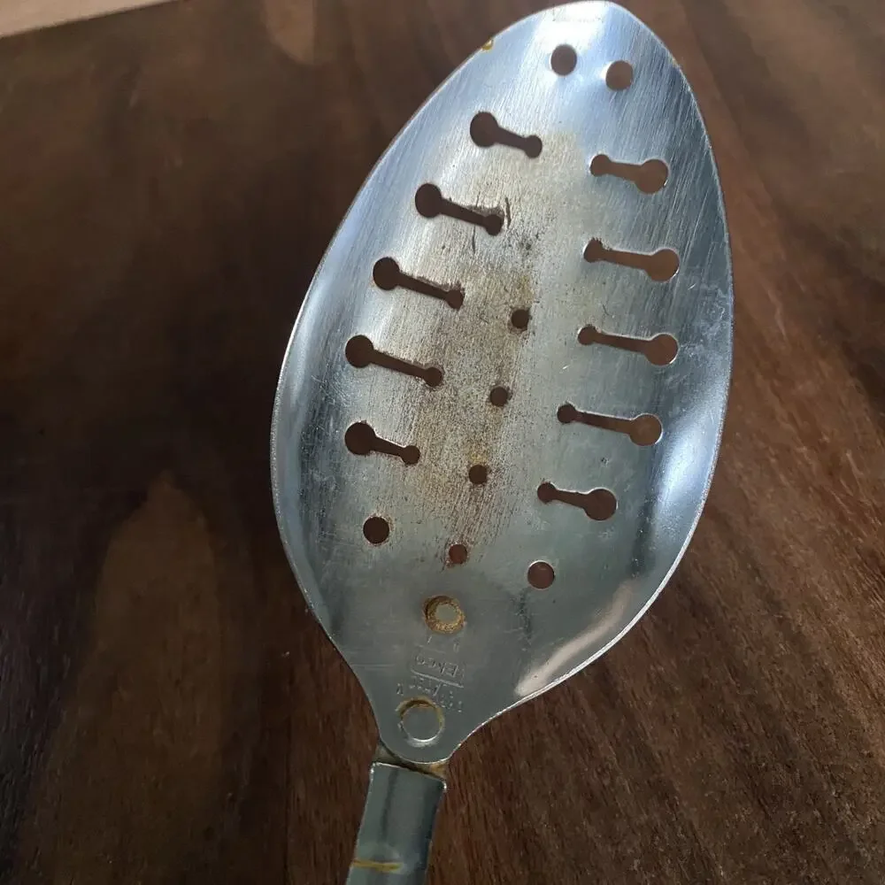 4 Vintage Ekco Chromium Plated Slotted Keyhole Spatula Spoon USA Made *Read*